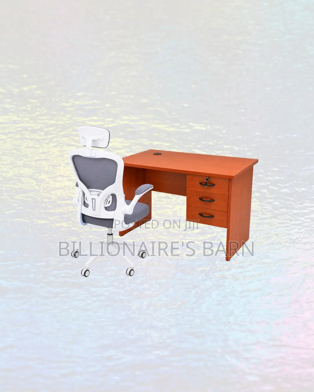 Practical 1m Desk and White Flip-Up Arms Ergonomic Chair Organisation