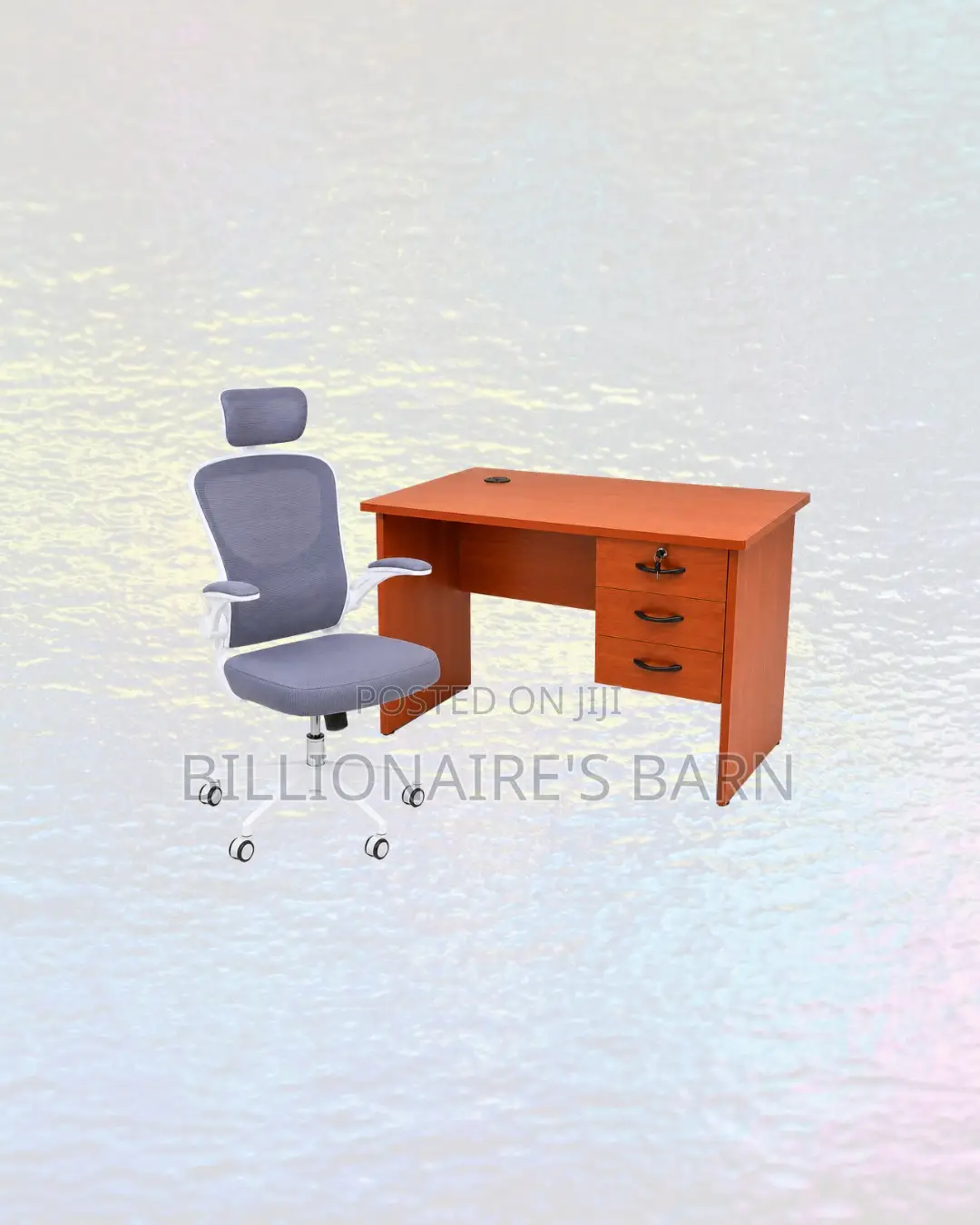 Practical 1m Desk and White Flip-Up Arms Ergonomic Chair Organisation