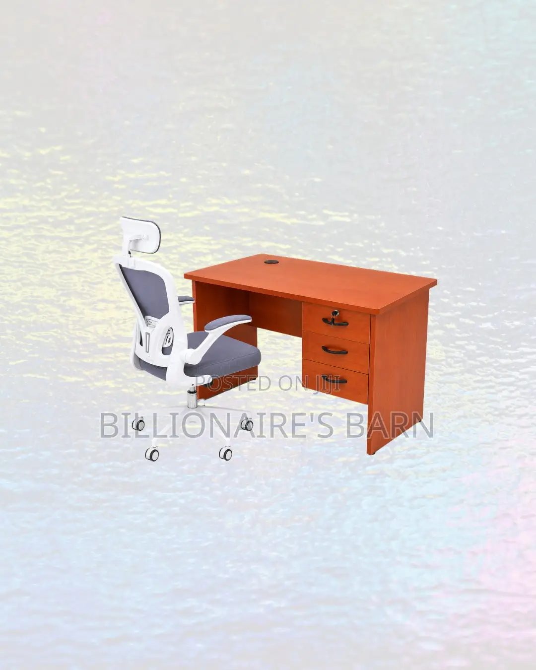 Practical 1m Desk and White Flip-Up Arms Ergonomic Chair Organisation