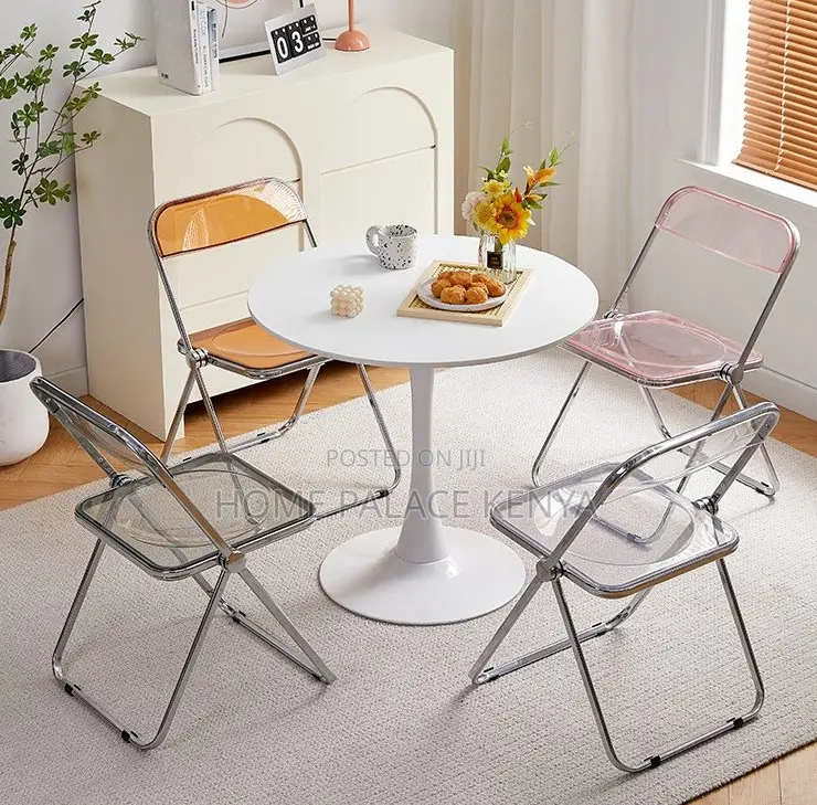 Foldable Chair: Transparent Abs Steel Folding Dining Chair