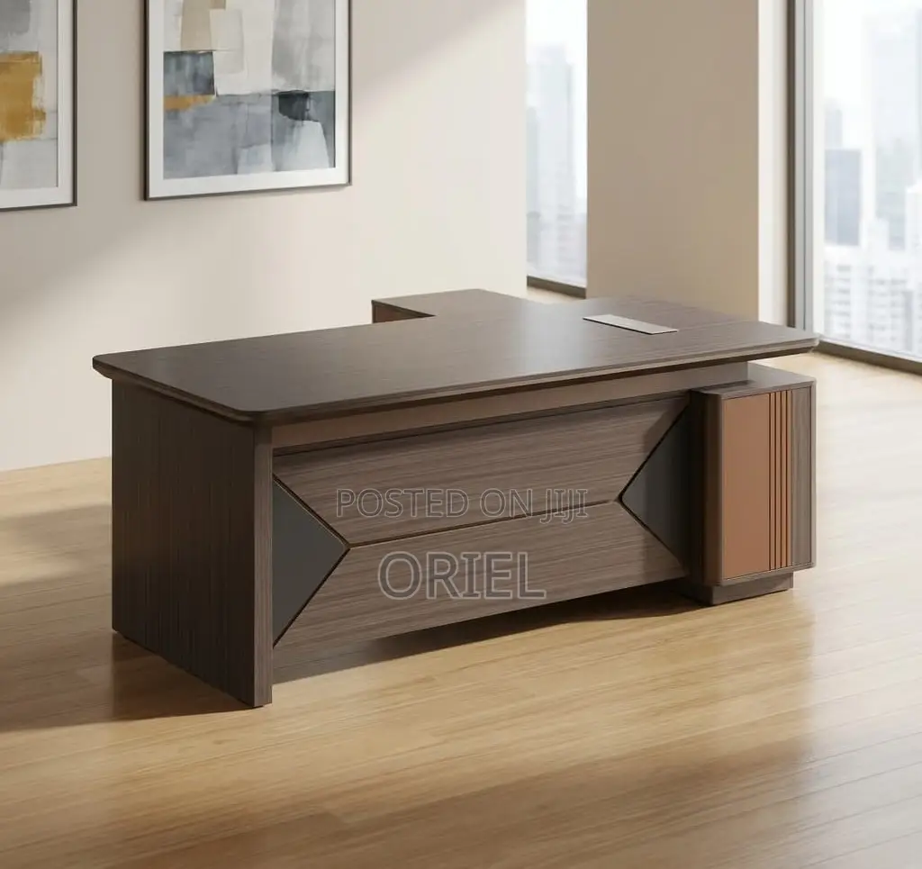 Office Desk : 1.6m Grey Oak Modern Desk