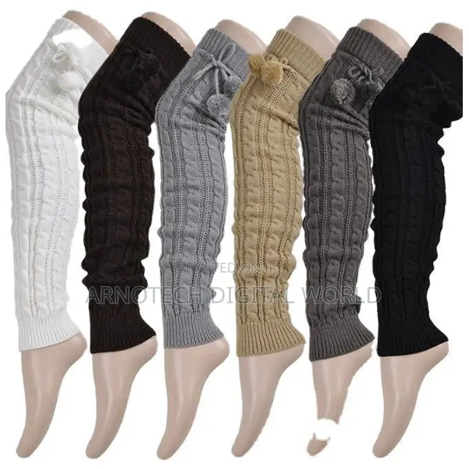 Knitted Thick Leg Warmers – Soft Winter Knee High Fashion Warm Socks