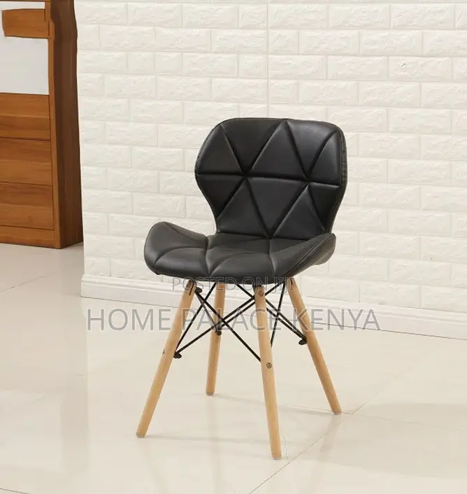 Dining Chair : Yellow Geometric Texture Leather Dining Chair