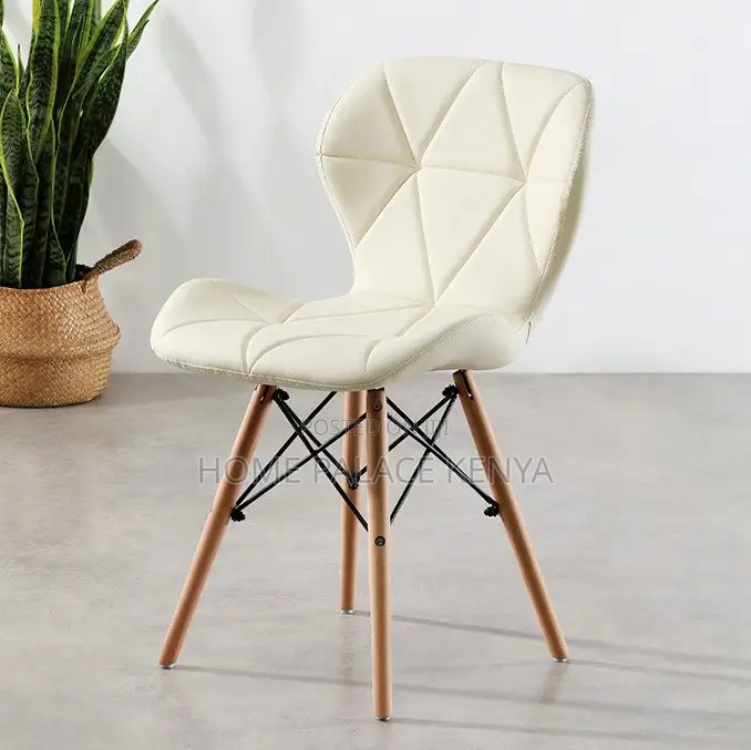 Dining Chair : Yellow Geometric Texture Leather Dining Chair