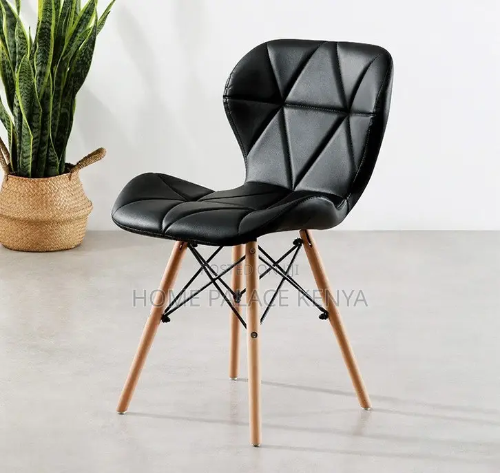Dining Chair : Yellow Geometric Texture Leather Dining Chair