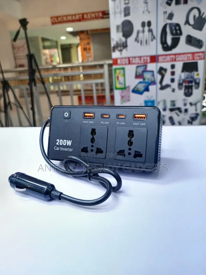 200W 12V Car Inverter With Dual AC USB-C Fast Charging