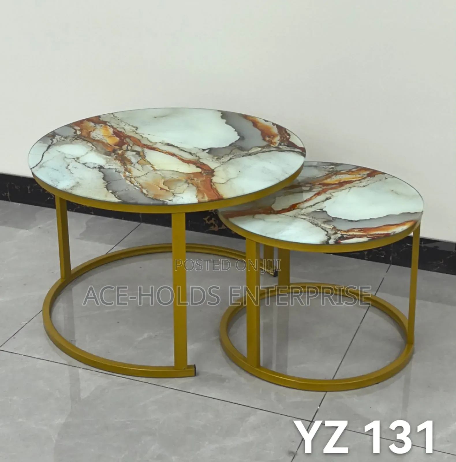 2 in 1 Executive Nesting Coffee Table - (Glass Marble Effect)