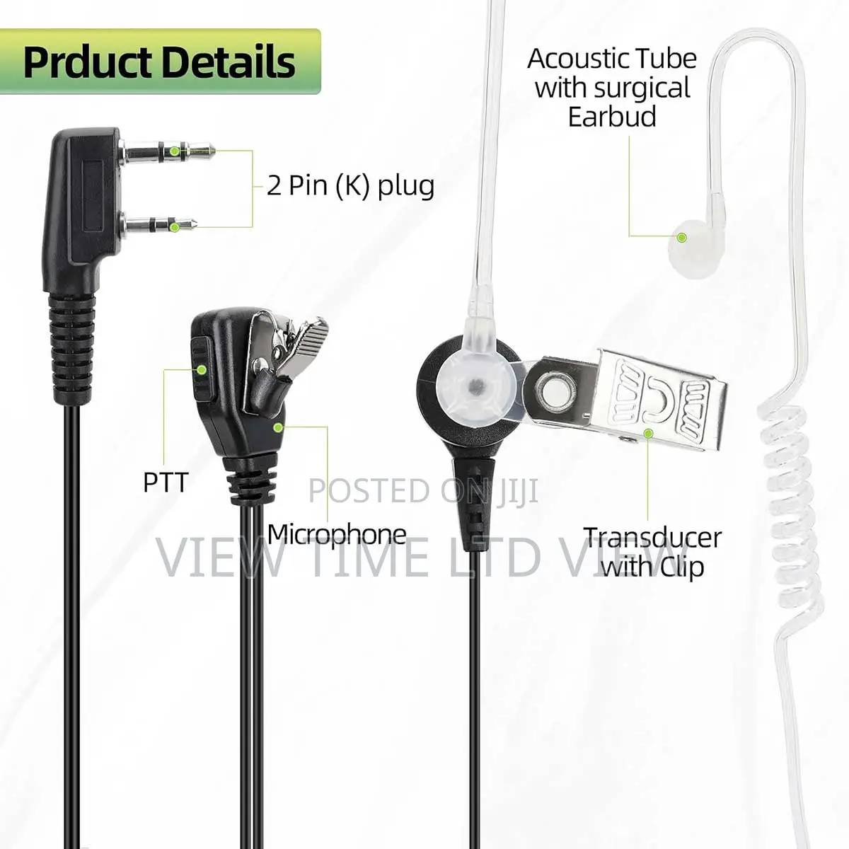 BAOFENG Walkie Talkie Earpiece With Mic | 2 Pin Radio Headset
