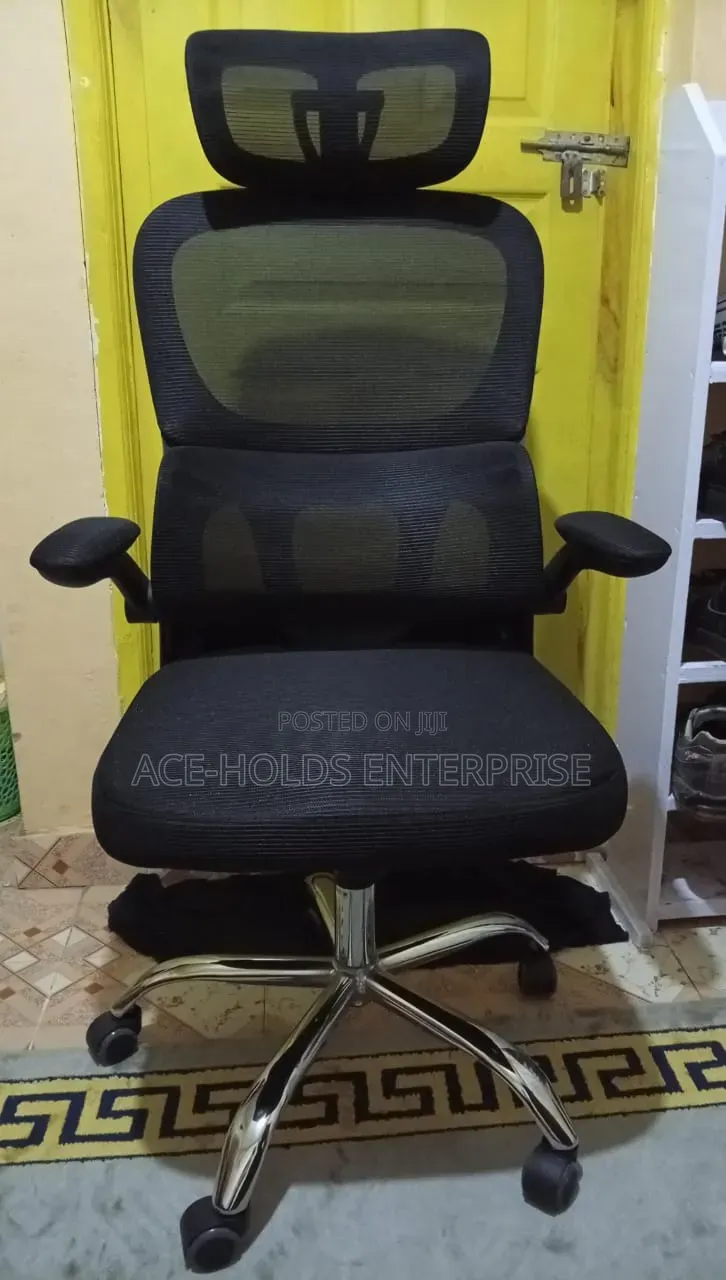 Orthopaedic Headrest Office Chair - Adjustable Height With Armrest