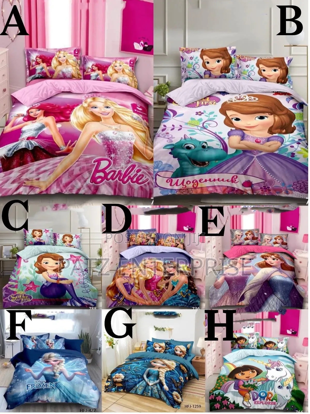 4pc Girls Themed Binded Cartoon Duvet