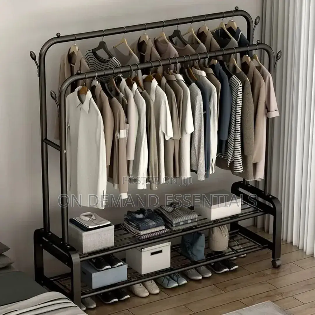 Heavy-Duty Double Rail Clothes Rack