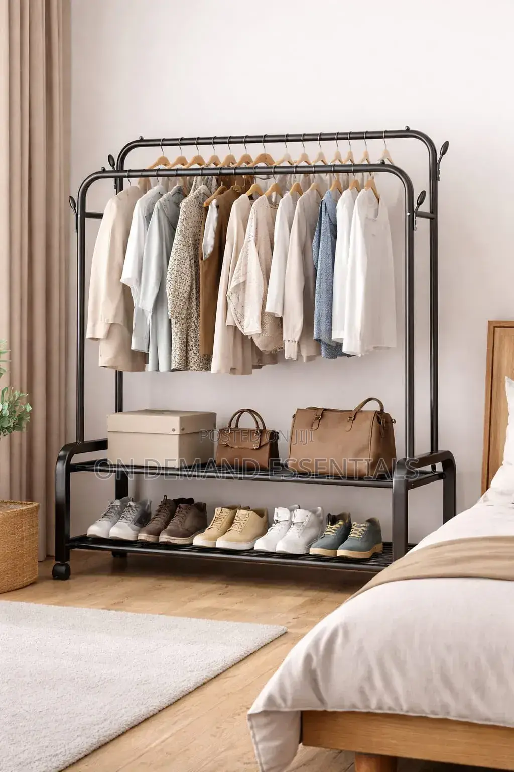 Heavy-Duty Double Rail Clothes Rack