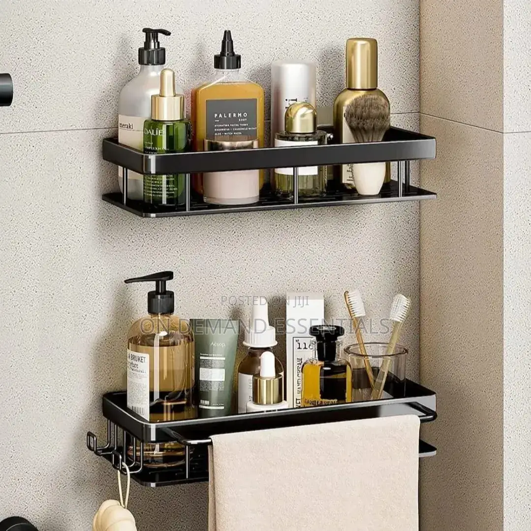2 PCS Aluminum Alloy Rectangular Shelf With Towel Holder