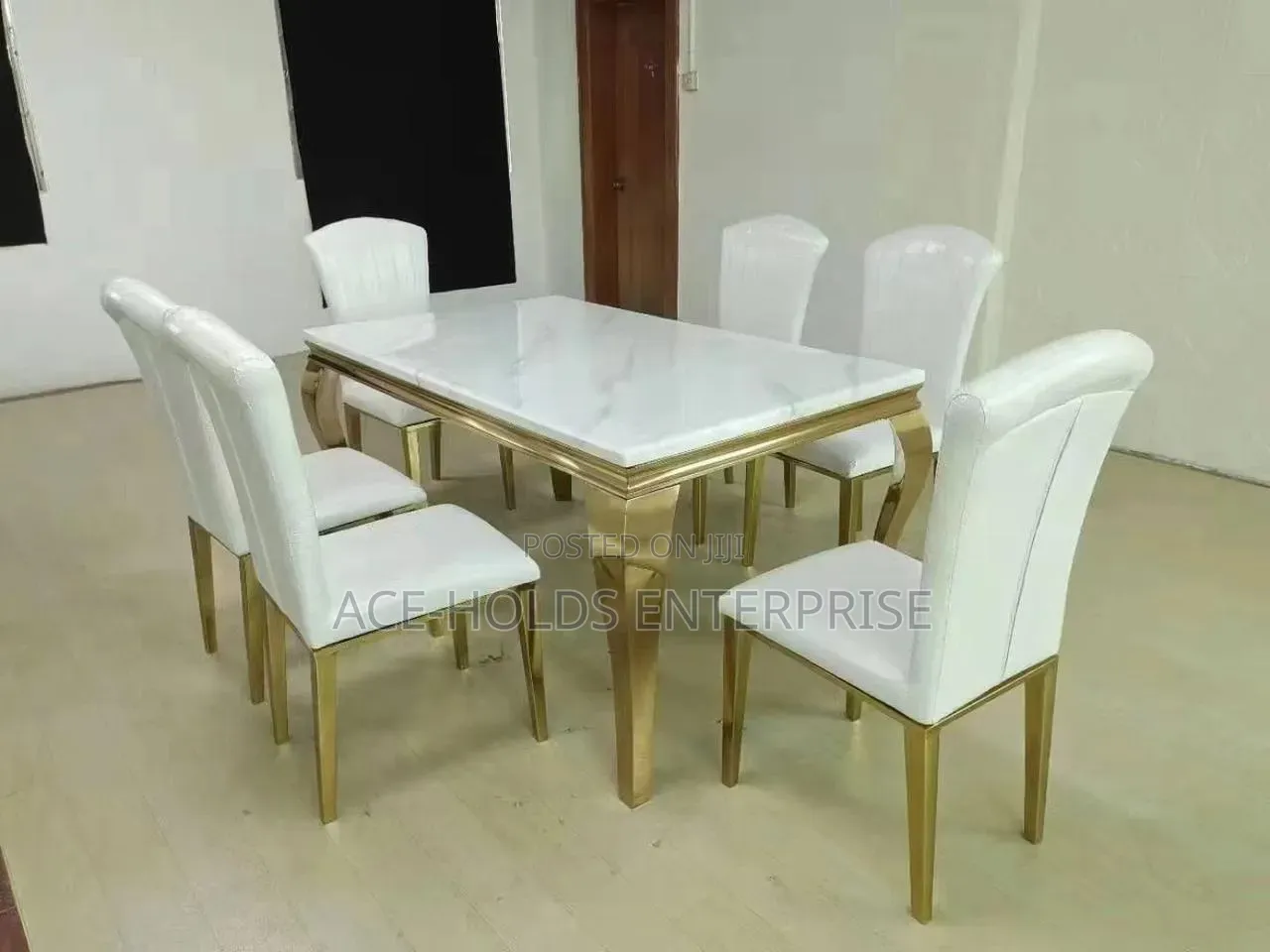 6 Seater Executive Modern Advanced Marble Top Dining Table Set