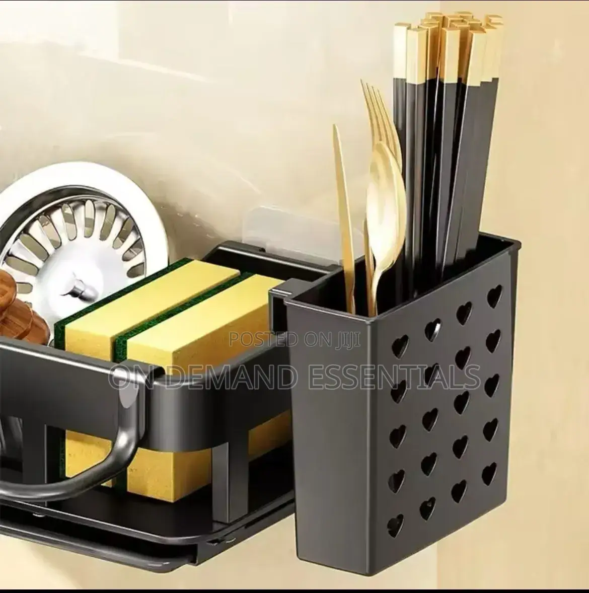 Kitchen Sink Drain Rack Sponge With Drain Tray and Cutlery Holder