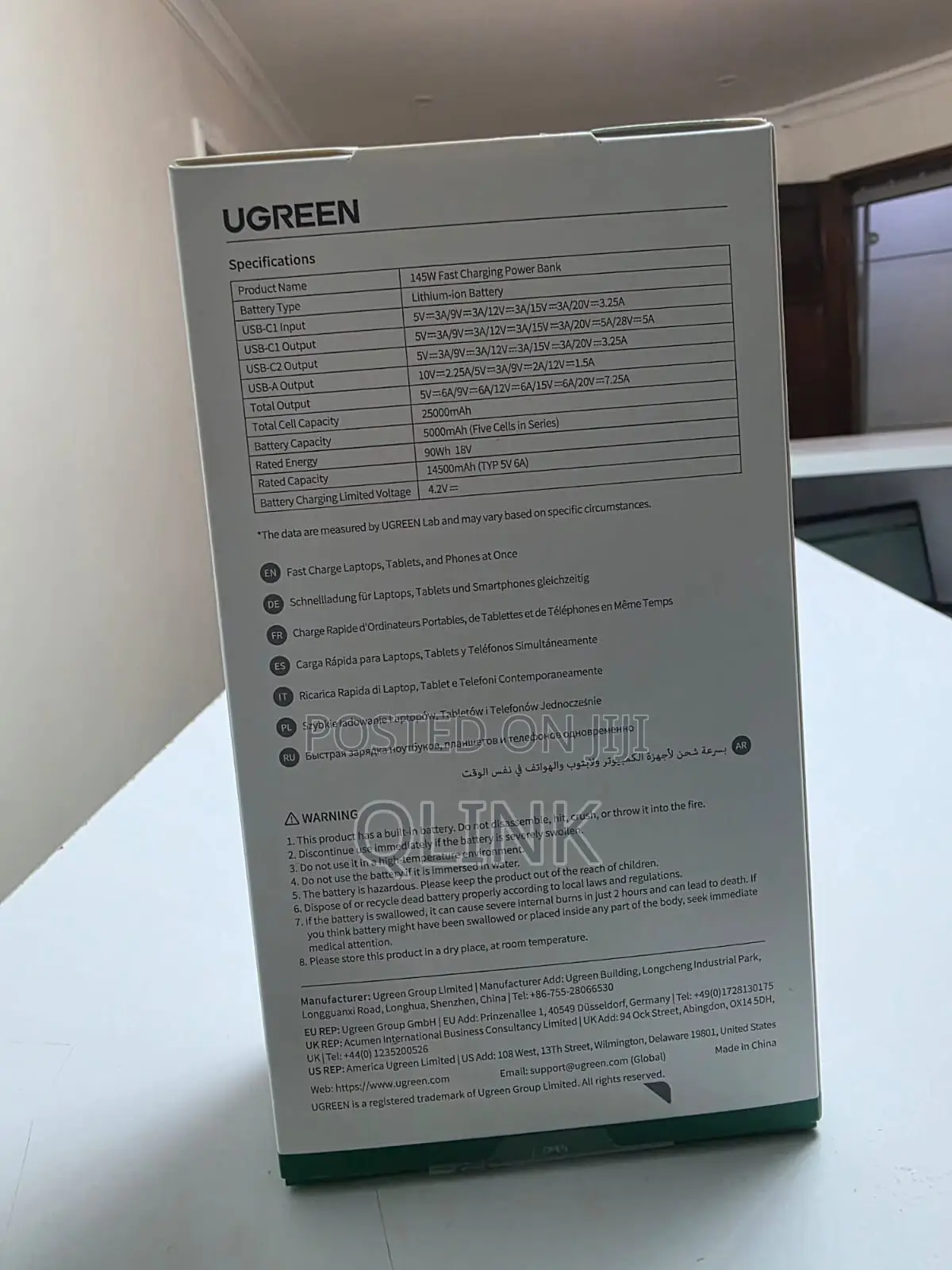 Ugreen 25000mah 145w Two-Way Fast Charging Power Bank