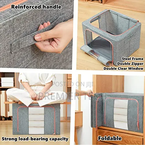 66L 50x40x33cm Foldable Metal Frame Clothes Storage Bag
