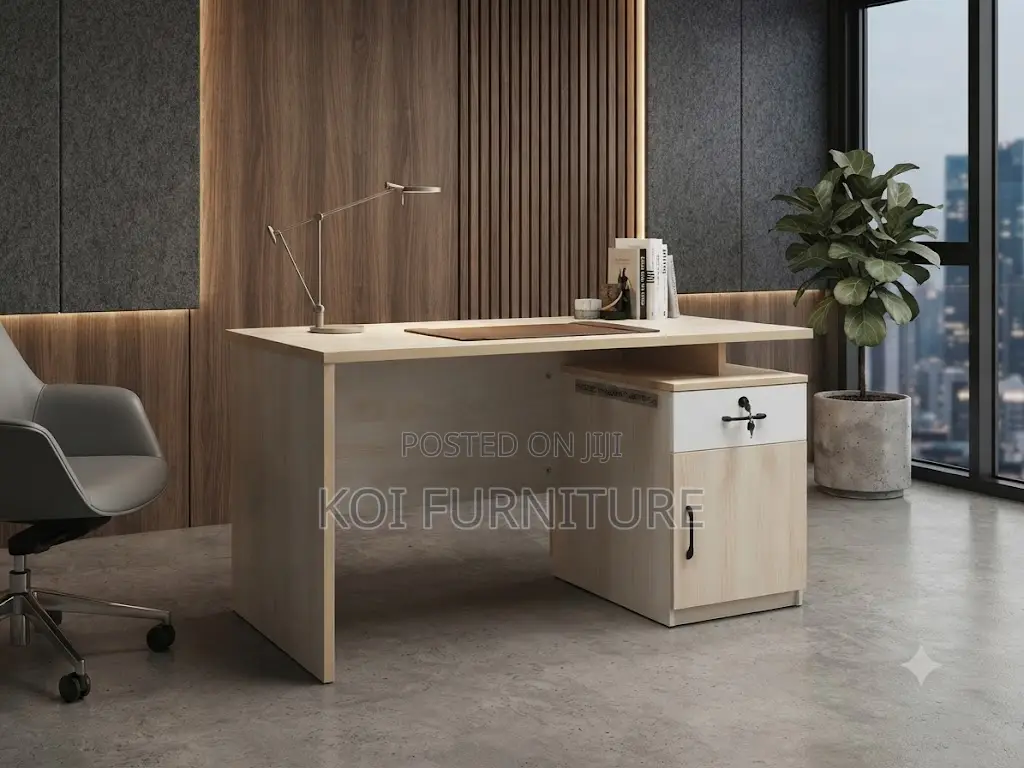 Office Desk; 1.4 Meter Executive Office Desk With Power Manage Cable