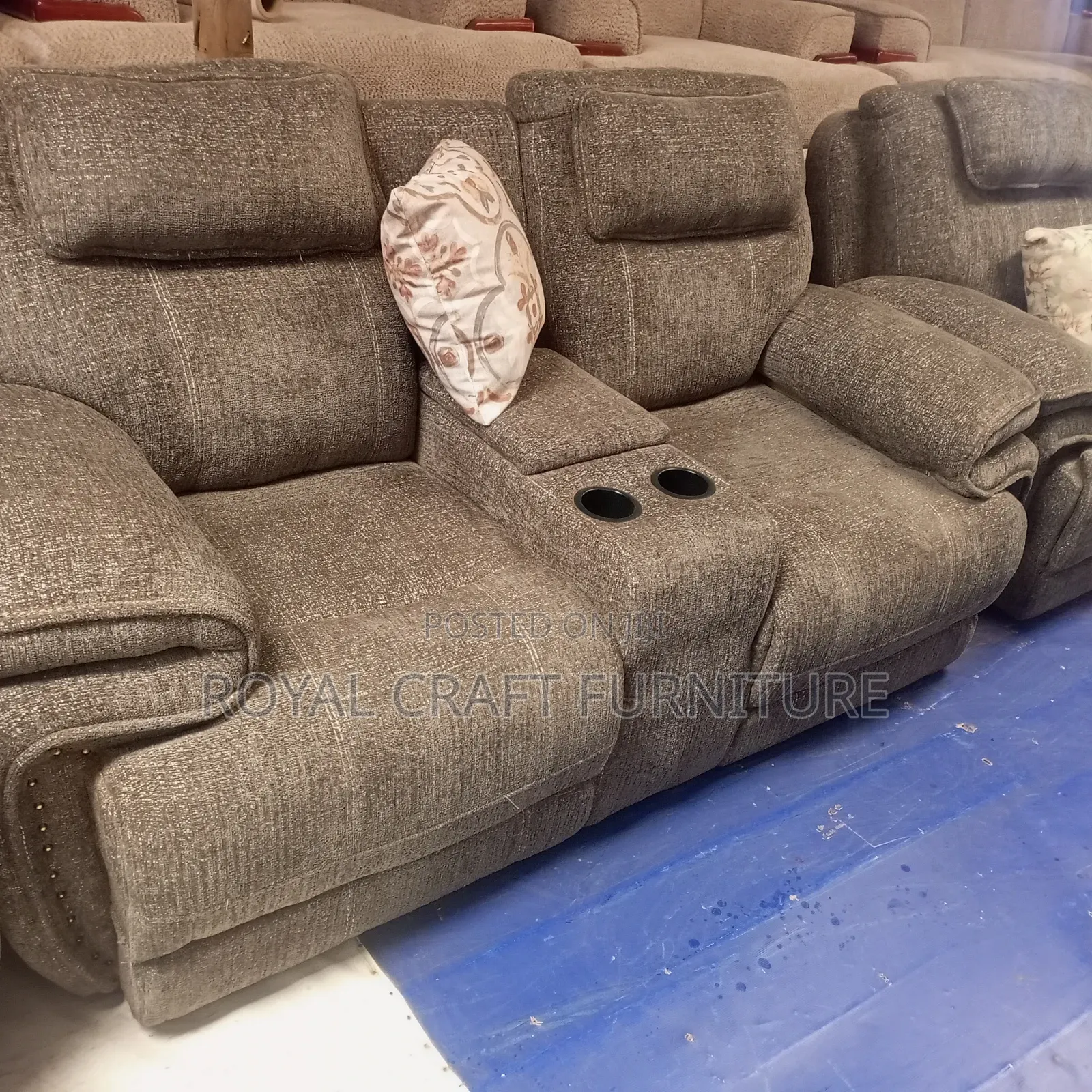 Luxury Grey Semi Recliner Sofa Set (3-Seater, 2-Seater + Armchair)