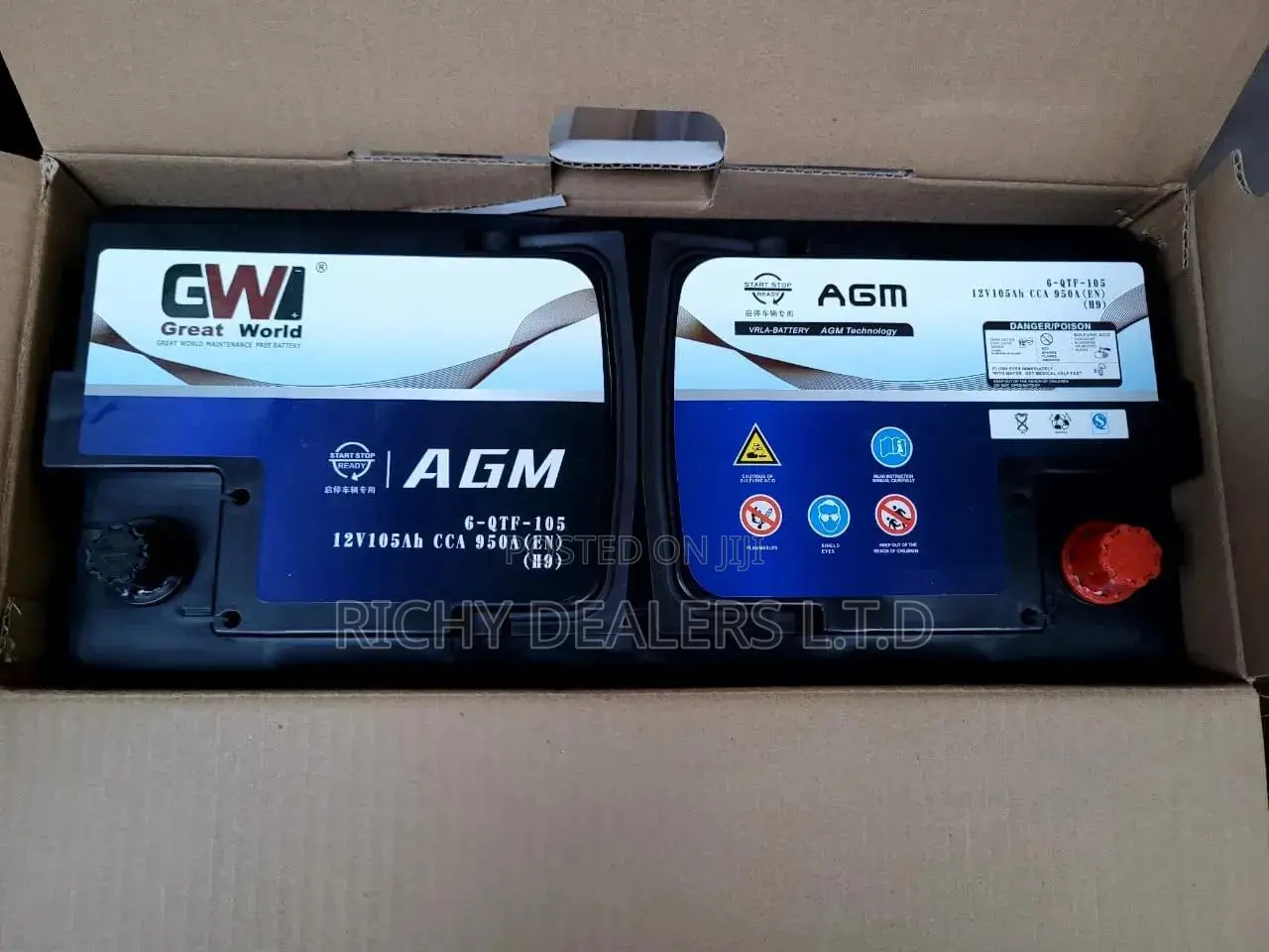Greatworld Din105Mf (12v/105Ah) A.G.M, High Quality Car Battery