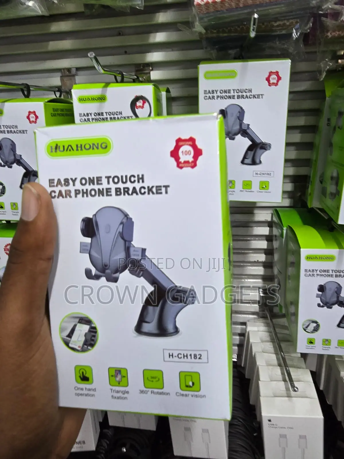 HUA HONG Suction Cup Car Phone Mount One-Hand Operation
