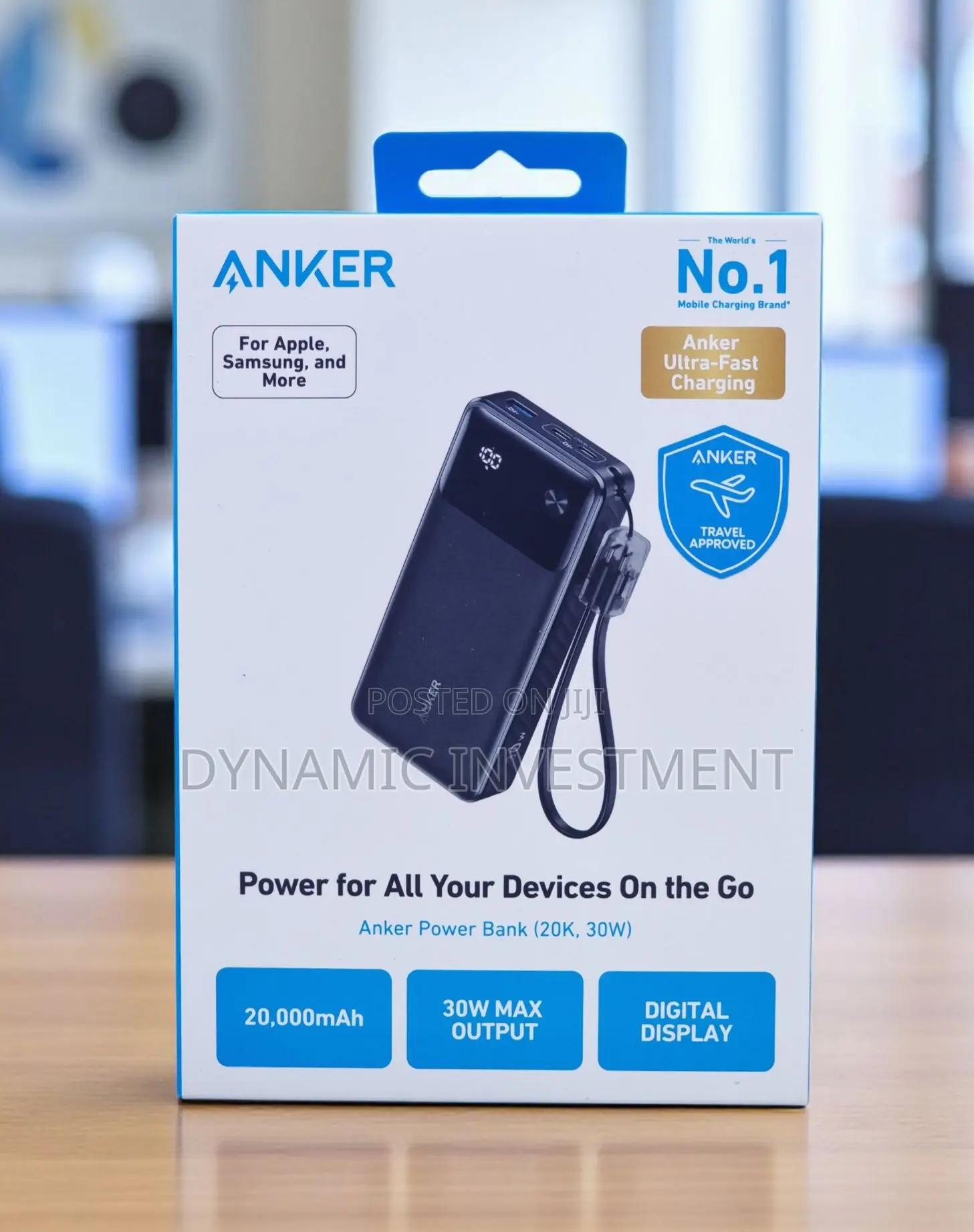 Anker Power Bank 20,000 mAh 30W Built-in USB-C Cable Lanyard