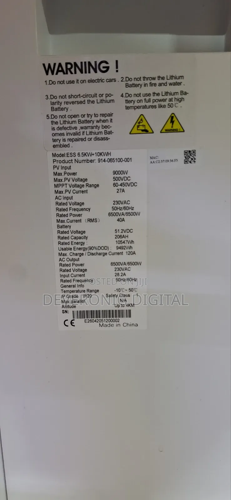 6.5kW + 10.5kWh All-in-One Hybrid Solar Energy Storage System