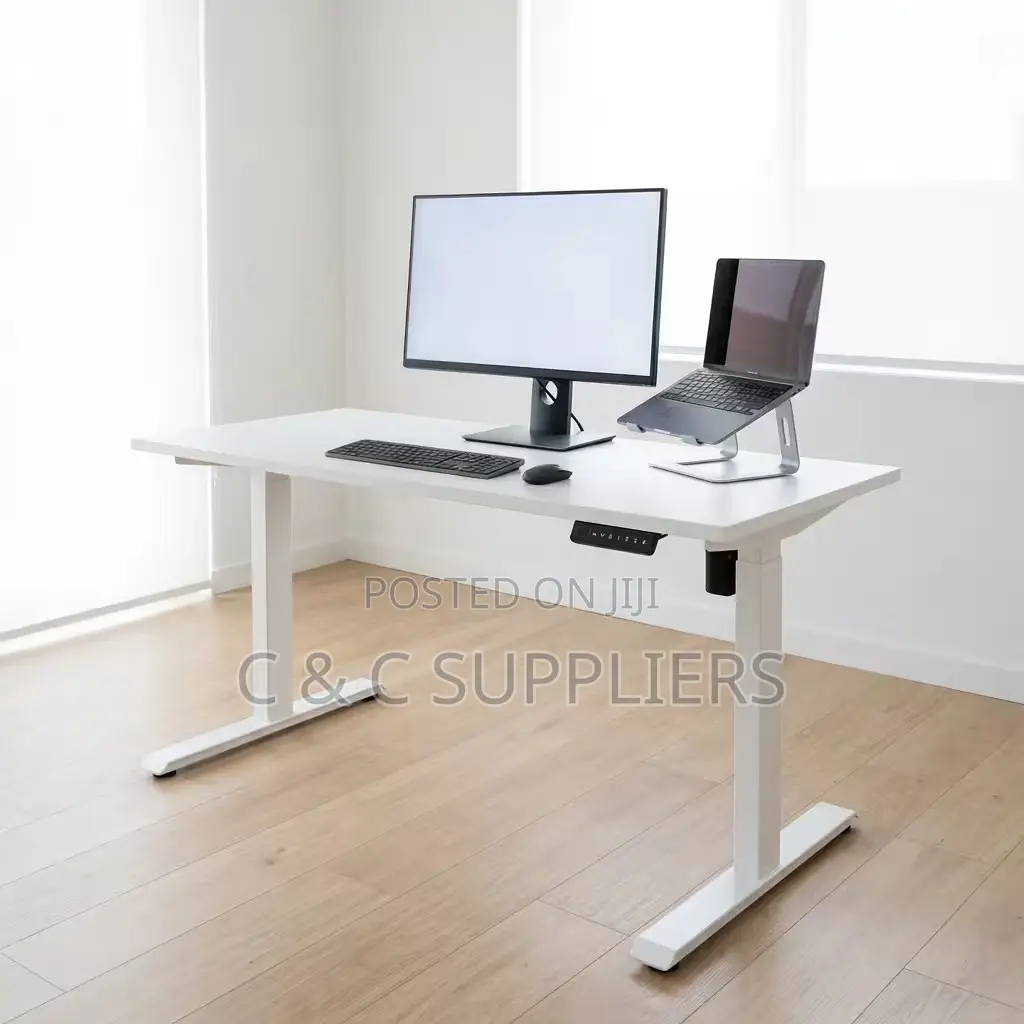 White Sit Stand Office Electric Desk-160cm