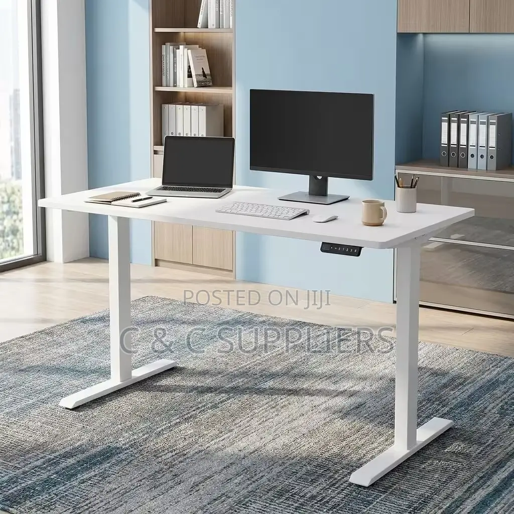 White Sit Stand Office Electric Desk-160cm