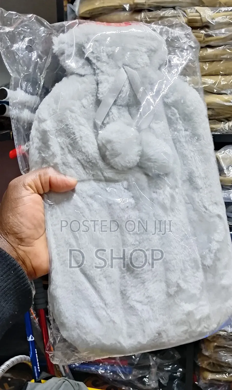 Fur Hot Water Bottle With Fleece Cover