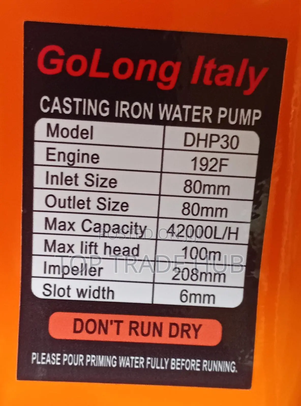 Go Long Italy DHP30 High Pressure Diesel Water Pump 16HP 3 Inch 100m