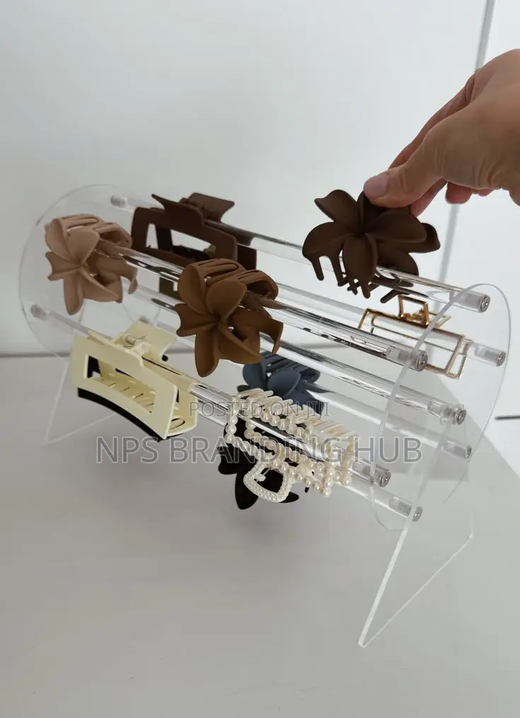 360°Rotating Acrylic Headband Holder/Claw Clip Organizer (el.b