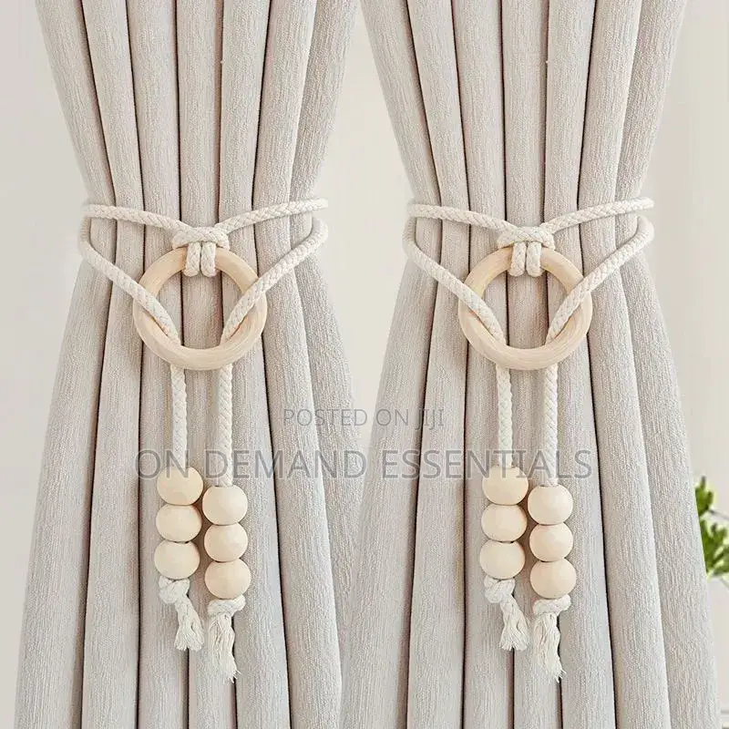 2pcs Natural Cotton Rope Curtain Tiebacks Boho Style
