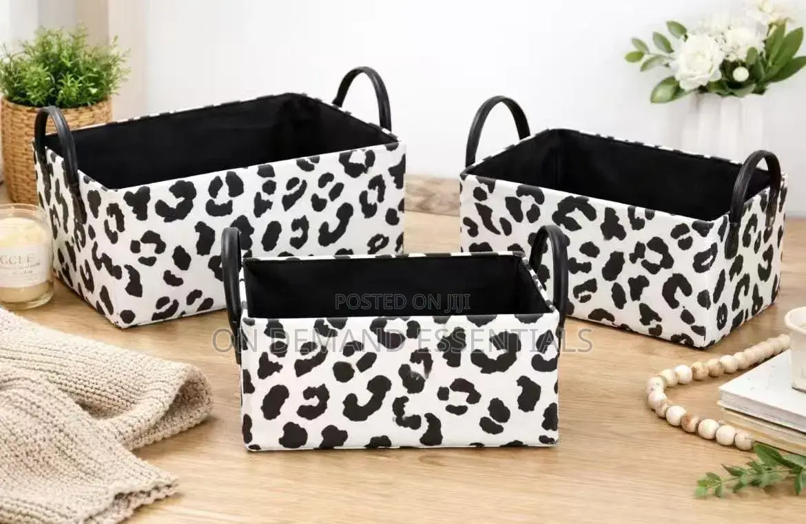 3-Piece Stylish Cow Print Storage Baskets