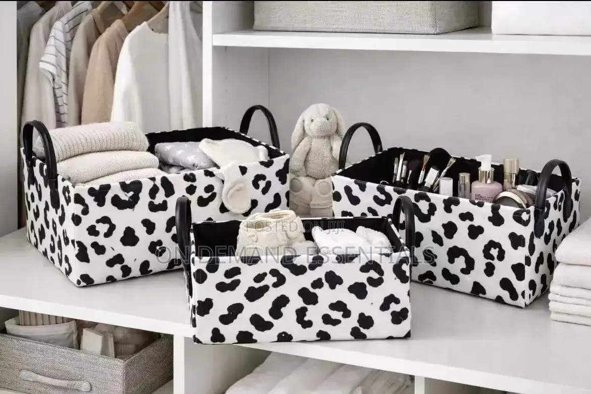 3-Piece Stylish Cow Print Storage Baskets