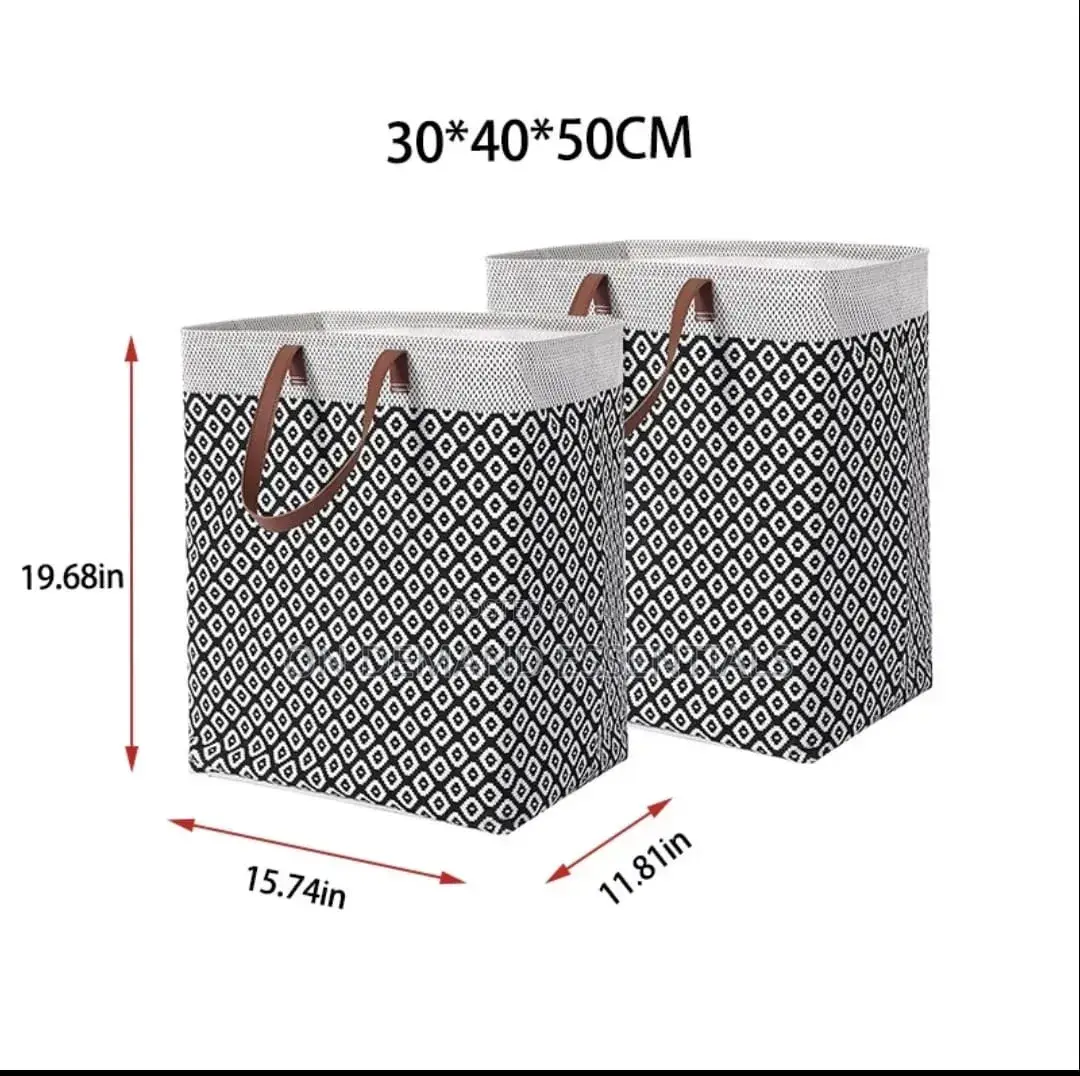 Fabric Laundry Basket Stacking Storage Bins With Handles