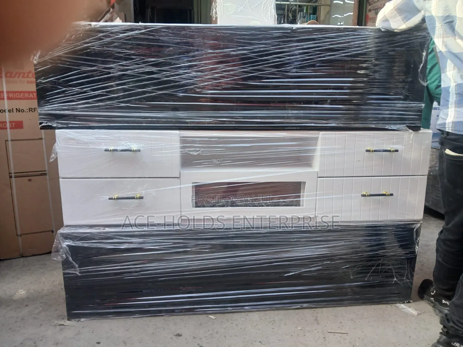 Modern Executive TV Stand - Functional Fire Place Effect