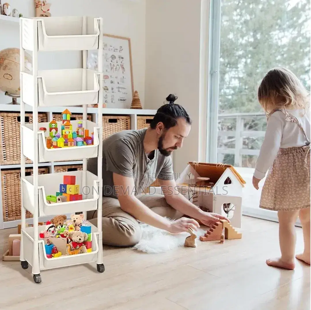 5-Tier Rolling Trolley Storage Organizer, Slim Utility Cart