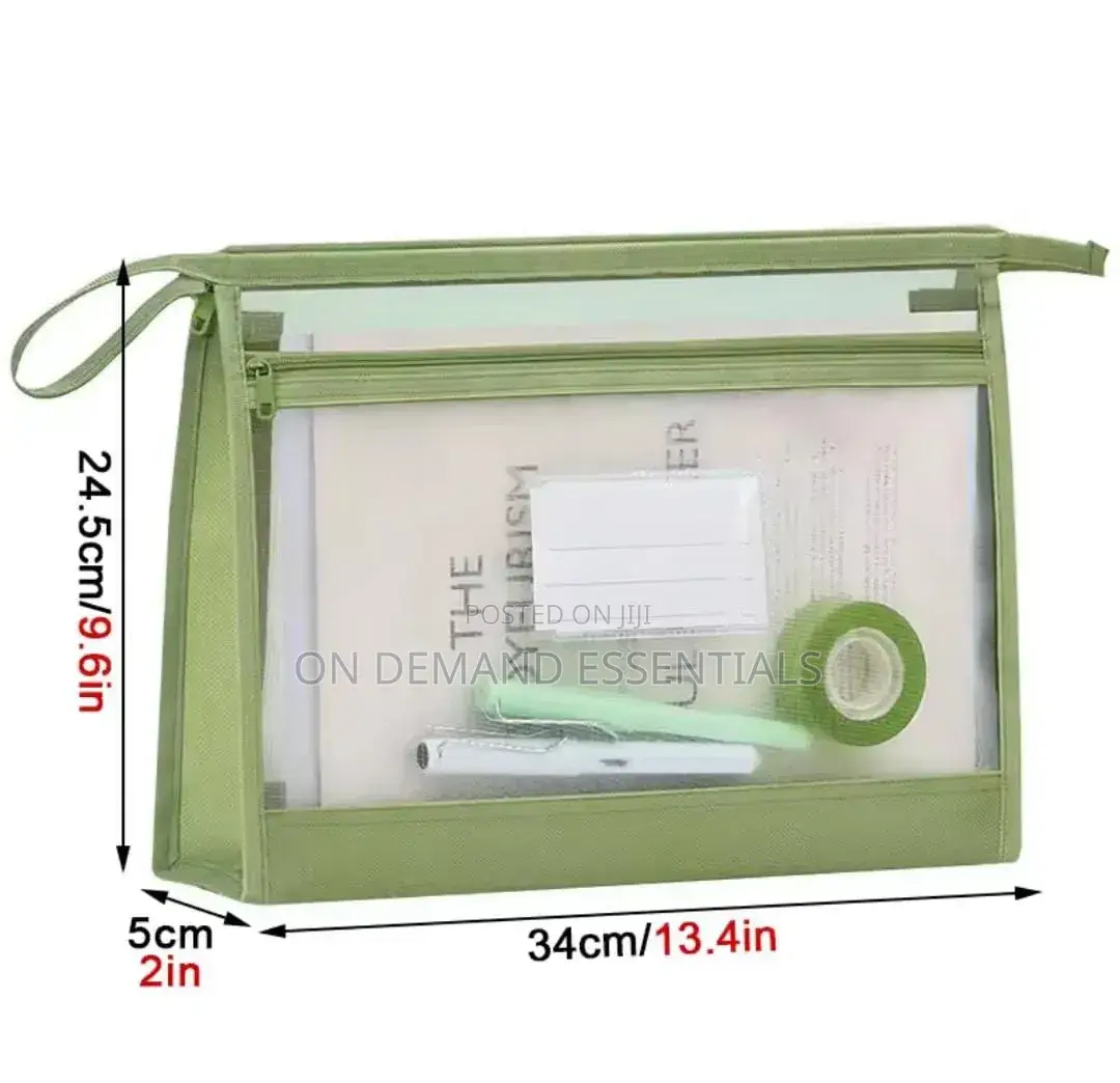 Transparent Mesh Stationery Storage Bag Double-Layer Large Capacity