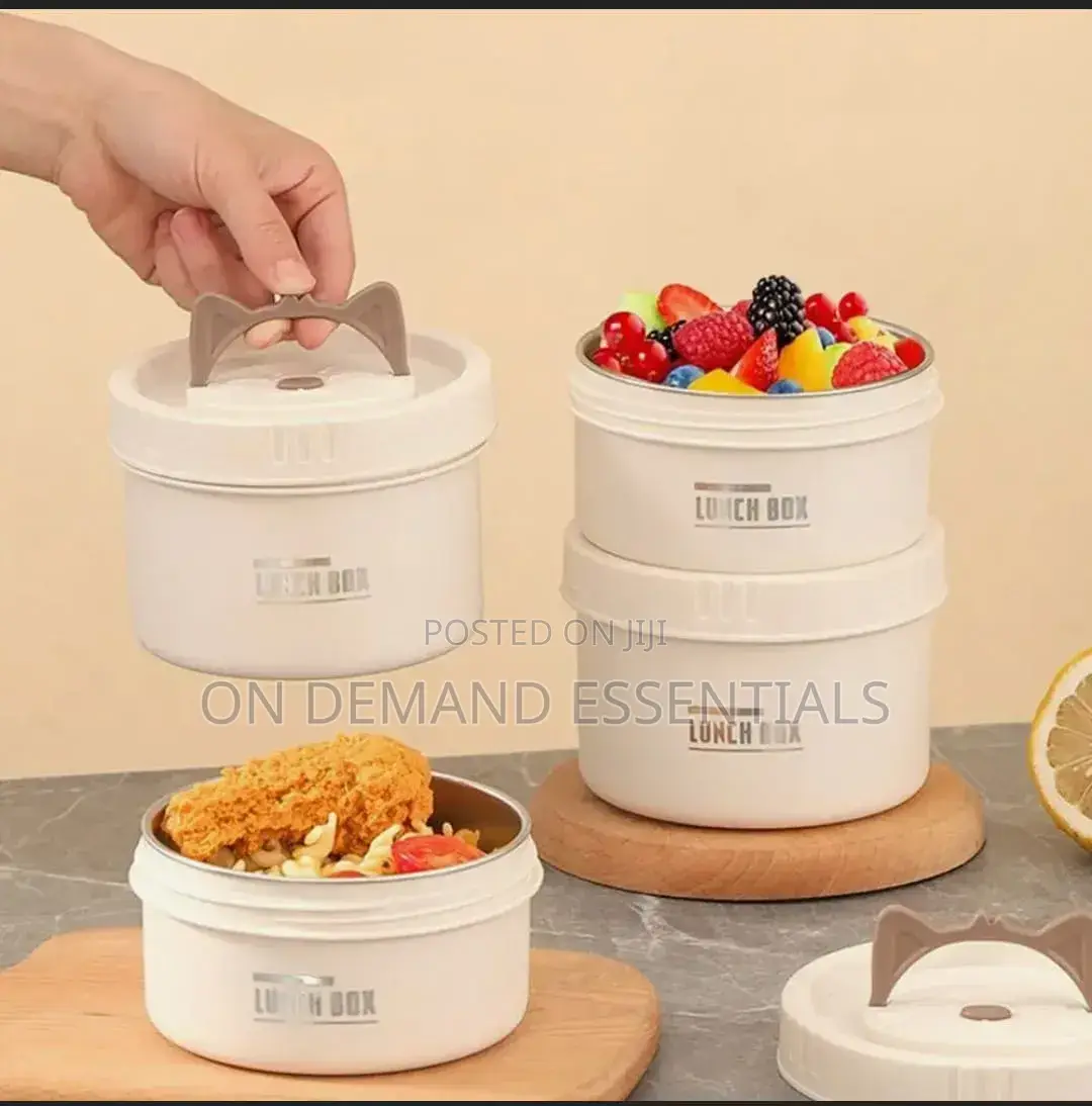 Round 550ml Bento Lunch Box, Stainless Steel With Lid, Large Capacity