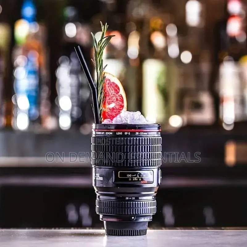 Camera Lens Mug, 450ml Stainless Steel Cup, Travel Magic Mug