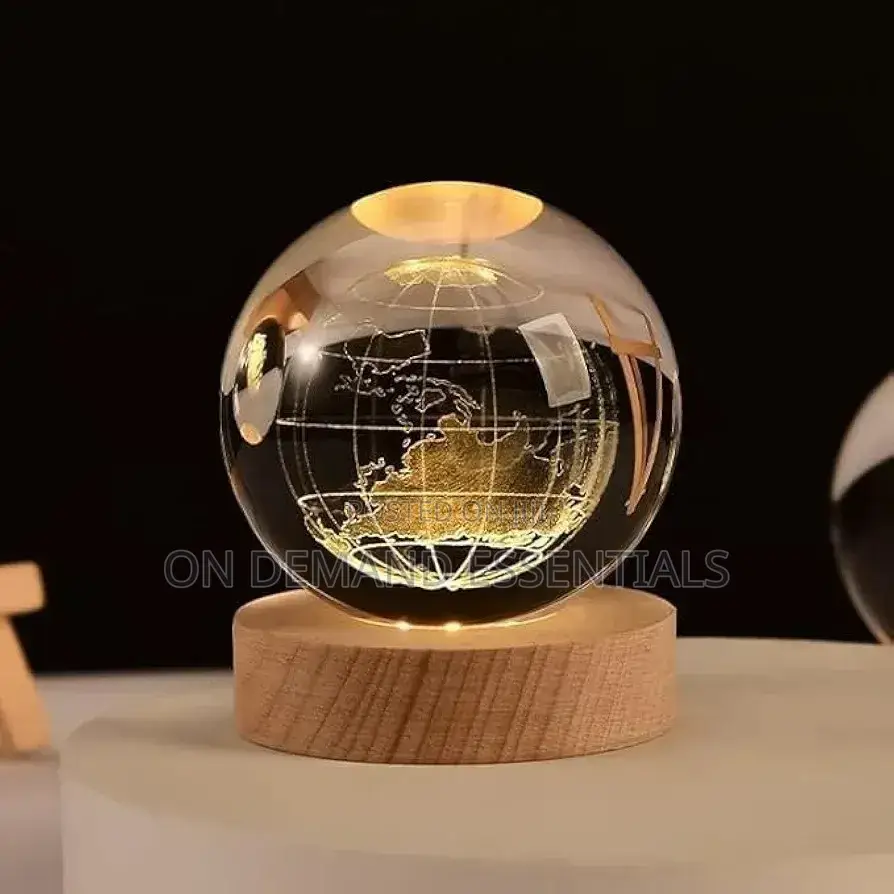 *3D Earth Crystal LED Ball Night Lamp Warm Light