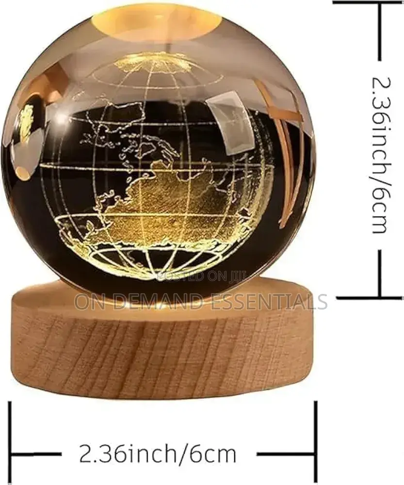 *3D Earth Crystal LED Ball Night Lamp Warm Light
