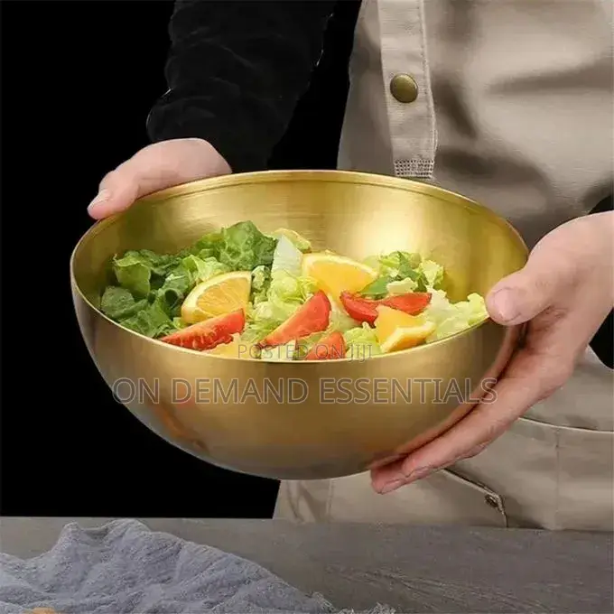 3 Litre Gold Stainless Steel 28cm Ramen Bowl Perfect for Family Meals