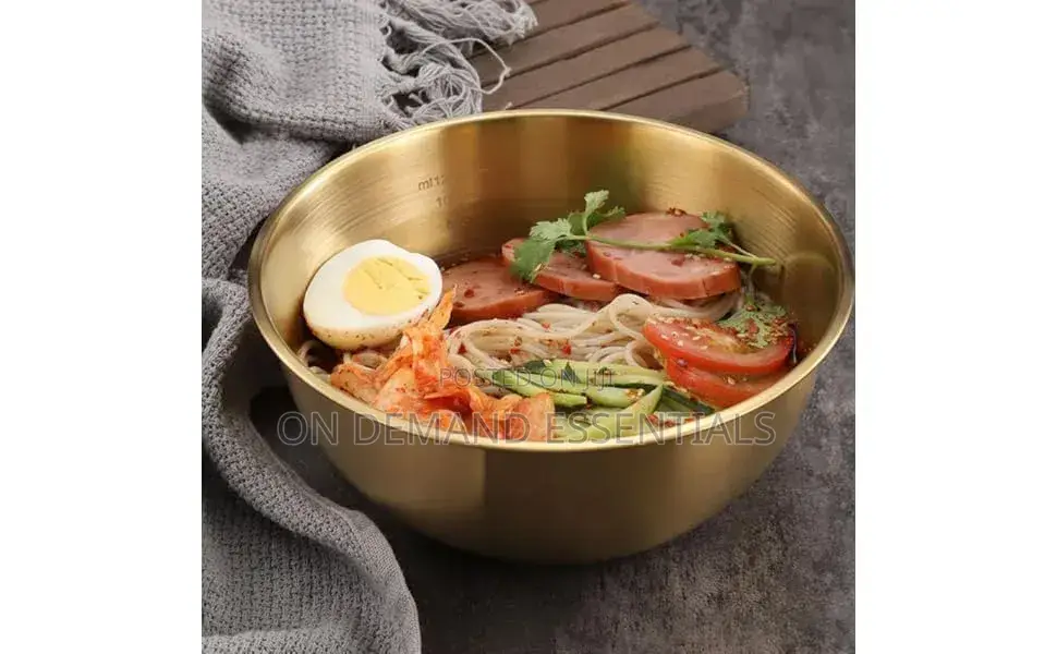 3 Litre Gold Stainless Steel 28cm Ramen Bowl Perfect for Family Meals