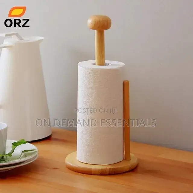 *Bamboo Wood Tissue Holder Vertical Roll Pole Paper Towel Holde