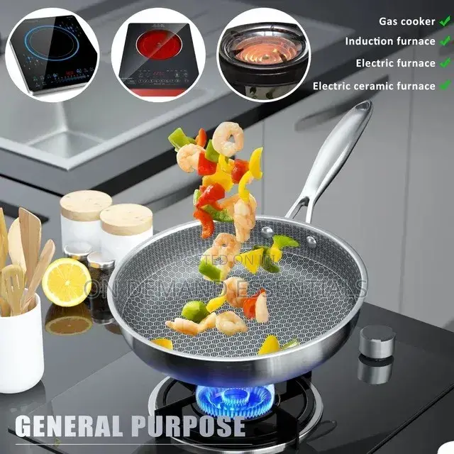 28cm Non-Stick Honeycomb Stainless Steel Frying Pan, 10 Inch