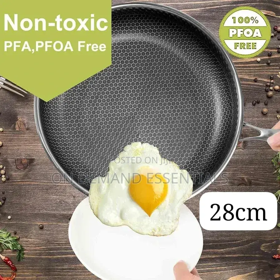 28cm Non-Stick Honeycomb Stainless Steel Frying Pan, 10 Inch