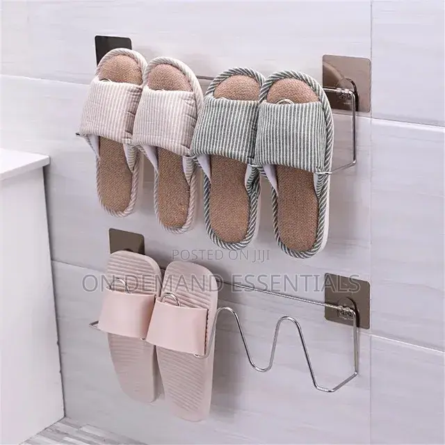 *2 Pair Slipper Steel Rack( Self Adhesive) Wall-Mounted Punch-Free