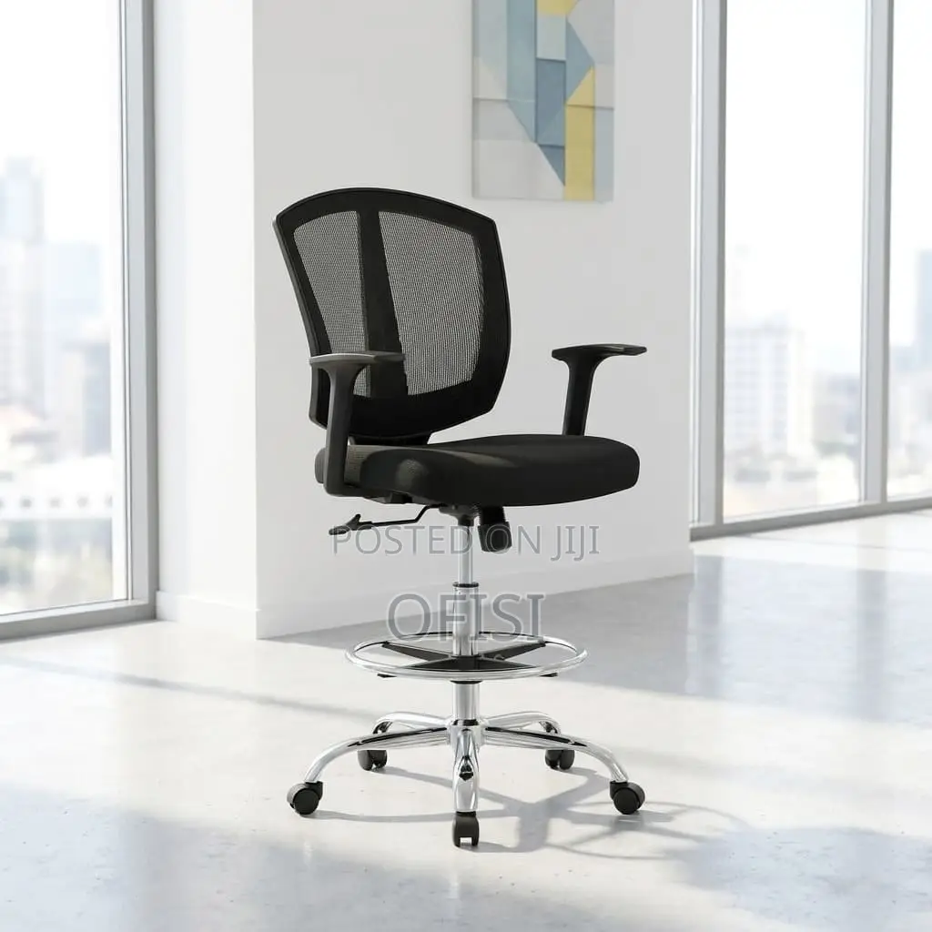 Office Chair; Adjustable Cashier Chair With Foot Ring